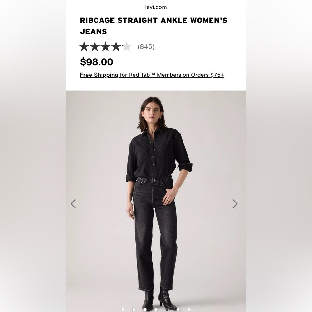 Levi's Women's Ribcage Straight Ankle Jeans in Black